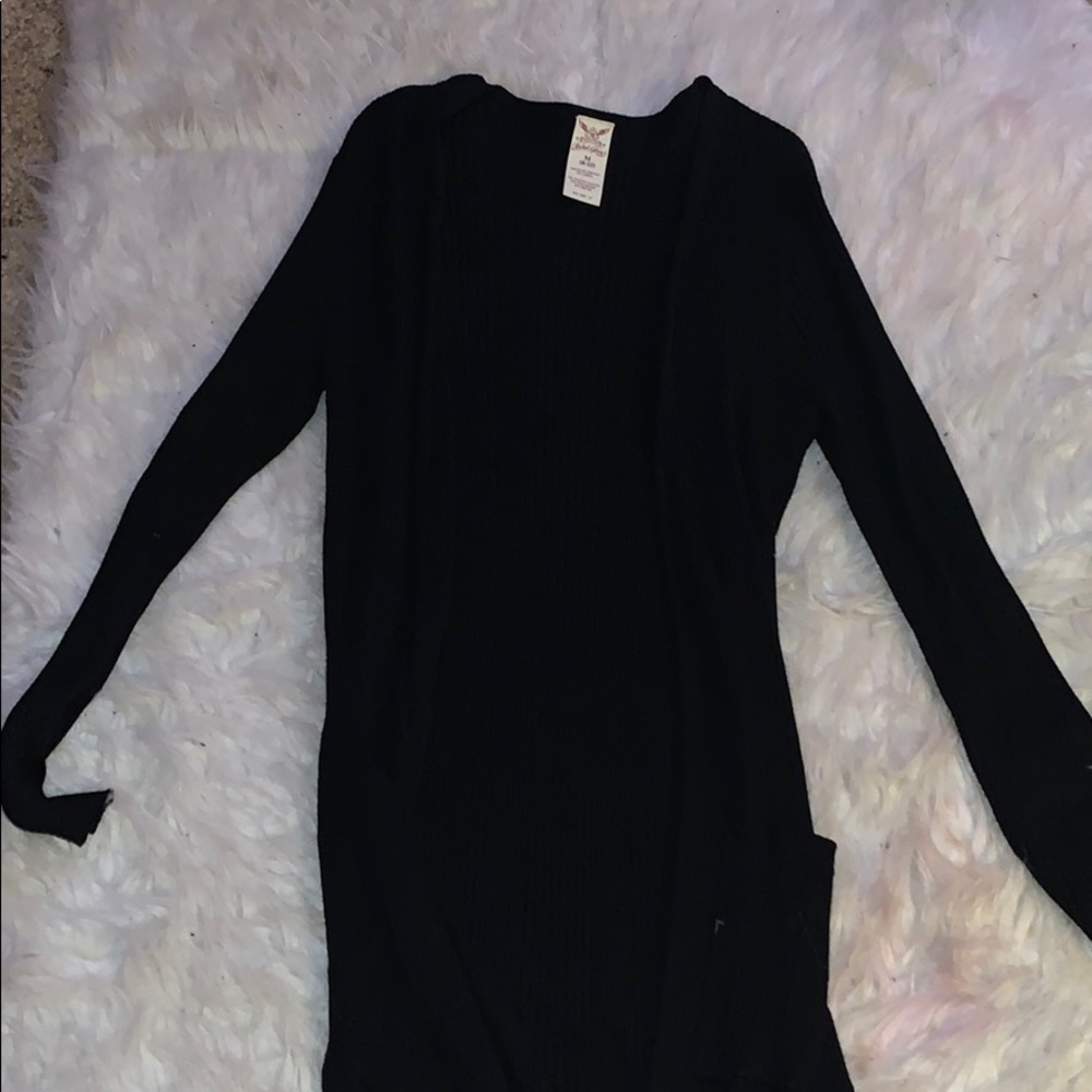 long black rubbed cardigan